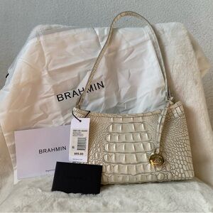 Brahmin Anytime Mini Pearl Melbourne White Leather shoulder purse NWT